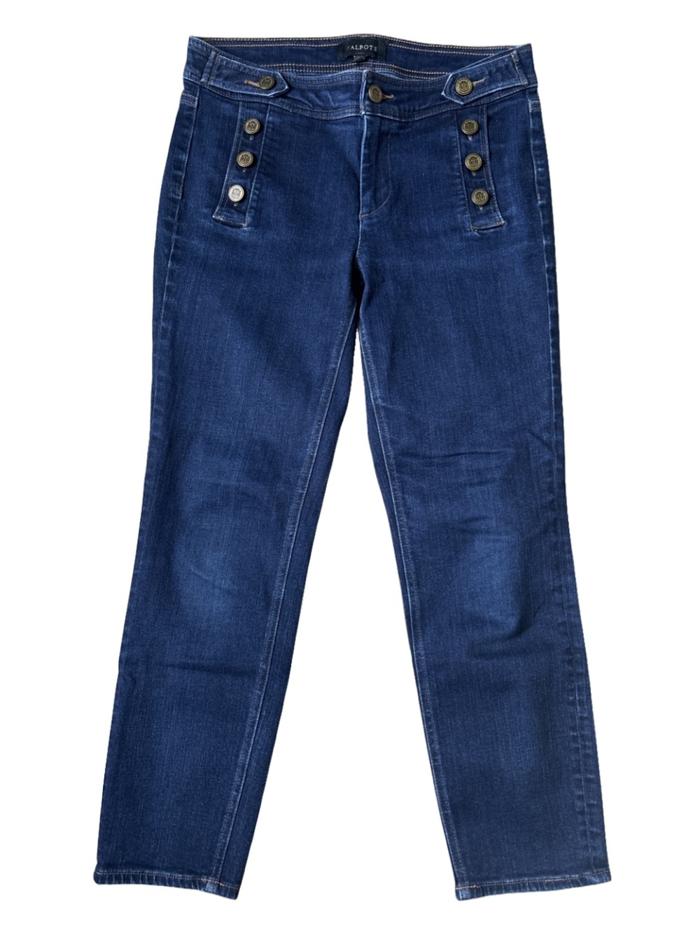 Talbots Faux Button Cropped Silhouette Sailor Jeans Size 6 Modern Retro Nautical